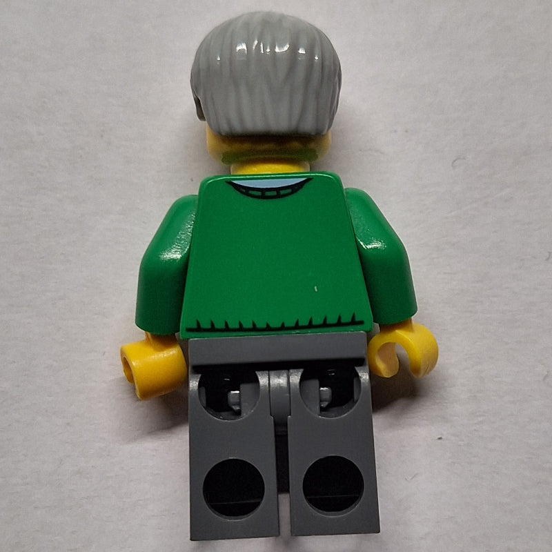 fig-006828 – Man, Green V-Neck Sweater, Dark Bluish Gray Legs, Beard