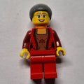 fig-006829 – Woman, Red Cardigan, Red Legs, Dark Bluish Gray Hair, Glasses