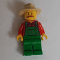 fig-006831 – Man, Green Overalls over Red Shirt, Tan Wide Brim Hat