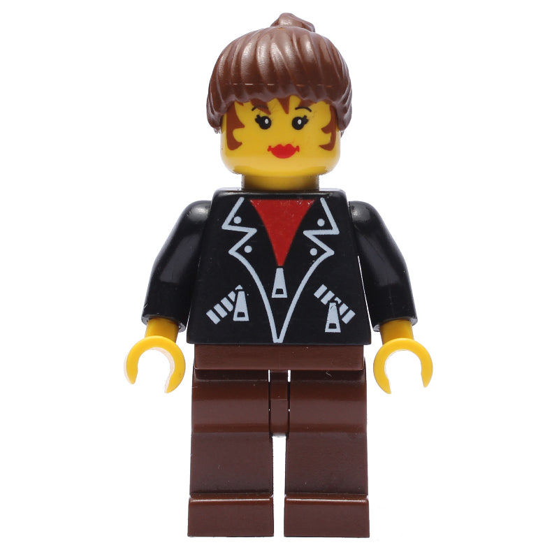 fig-006894 – Woman - Black Jacket, Brown Legs