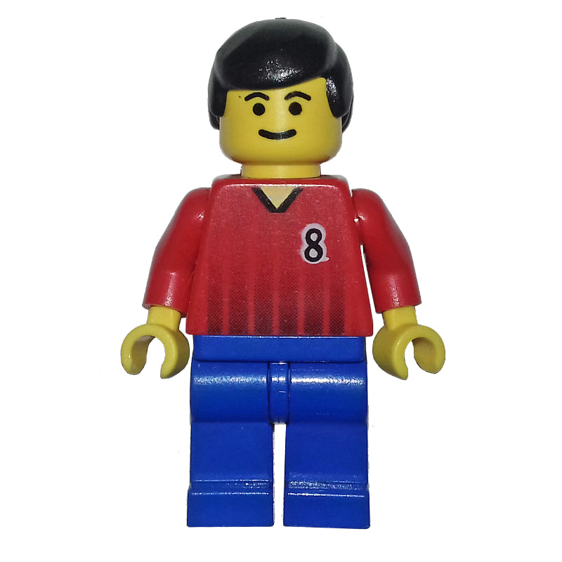 fig-006923 – Soccer Player Red Torso, Blue Legs, #8