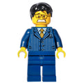 fig-006988 – Man, Dark Blue Pinstripe Suit with Gold Tie, Black Hair, Glasses, 3626cpr0792