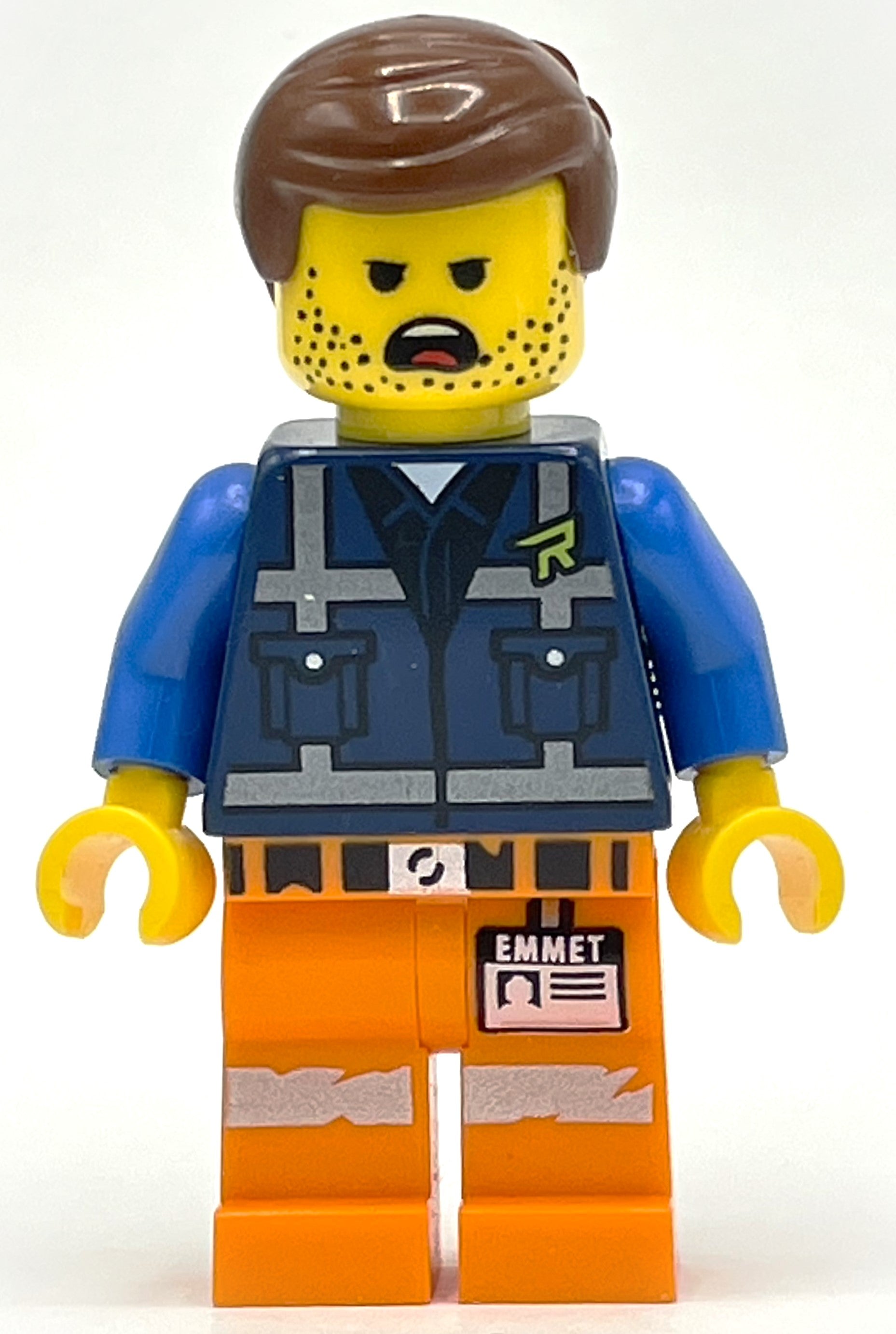 fig-007100 – Emmet, Dark Blue Rex Dangervest Vest, Smudged Stubble