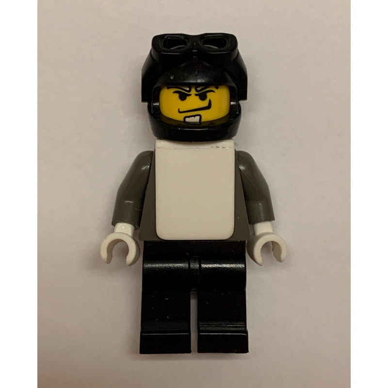 fig-007147 – Snowboarder, Dark Gray, Black Helmet, White Vest