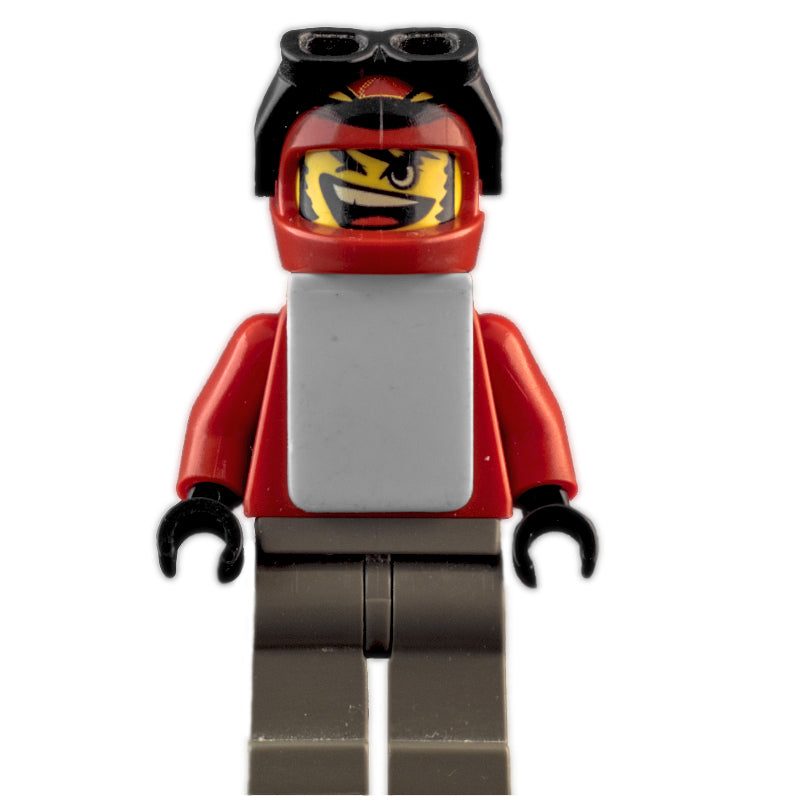 fig-007152 – Snowboarder, Red, Dark Gray Legs, White Vest