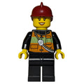 fig-007155 – Firewoman, Safety Vest with Shoulder Straps, Red Helmet