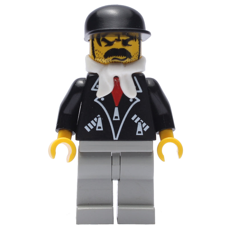 fig-007162 – Man - Black Jacket, Light Gray Legs, White Bandanna, Black Cap