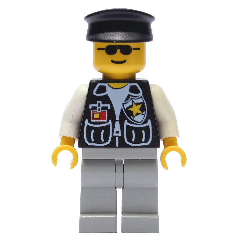 fig-007163 – Police - Black vest, Light Gray Legs, Black Hat