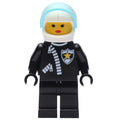 fig-007164 – Policewoman, Black Jacket with Zipper and Badge, White Helmet with Trans-Light Blue Visor