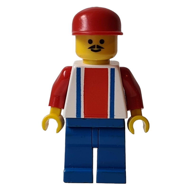 fig-007171 – Soccer Player White Torso with Blue/Red Stripes, Blue Legs #9