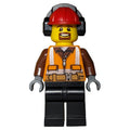 fig-007234 – Man, Safety Vest with Belt, Black Legs, Red Hard Hat with Ear Defenders