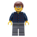 fig-007237 – Man, Dark Blue Plaid Shirt, Dark Bluish Gray Legs, Silver Sunglasses