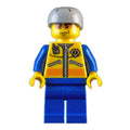 fig-007250 – Coast Guard, Yellow Jacket with Zipper, Radio and Badge, Light Bluish Gray Helmet, Orange Sunglasses