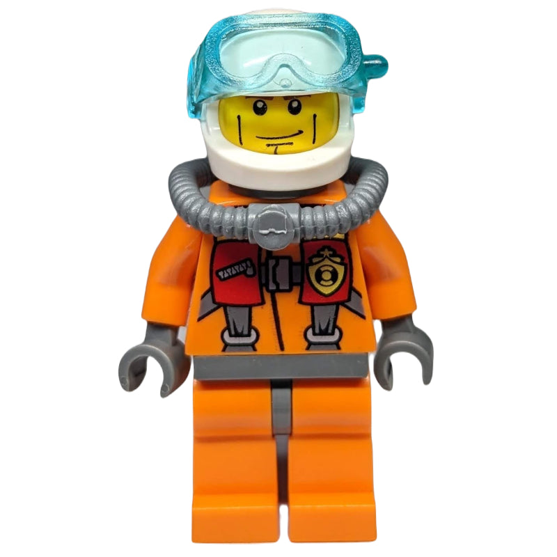 fig-007253 – Coast Guard Diver, Orange, White Helmet, Airtank, Mask