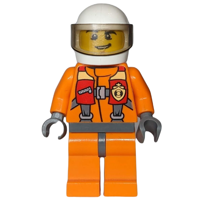 fig-007254 – Coast Guard, Orange Jumpsuit, White Helmet with Visor