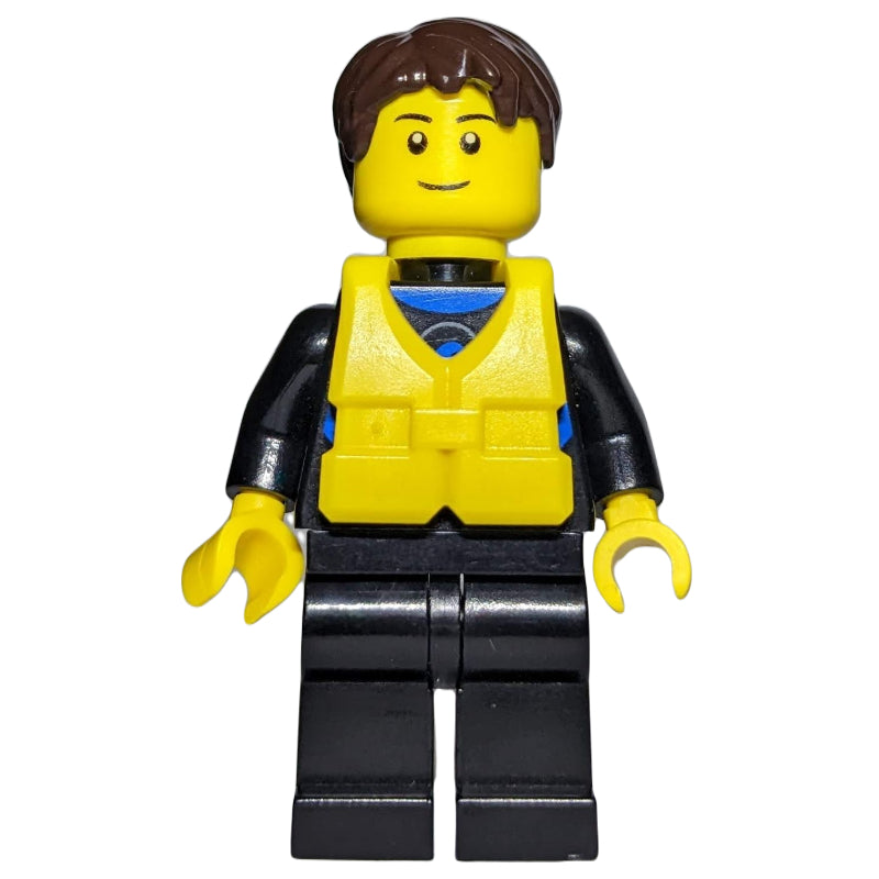 fig-007255 – Man, Black Wetsuit, Yellow Life Vest