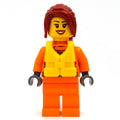 fig-007275 – Coast Guard, Woman, Orange Jumpsuit, Yellow Life Vest, Dark Red Hair