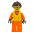 fig-007277 – Coast Guard, Woman, Orange Jumpsuit, Yellow Life Vest, Reddish Brown Hair, Glasses