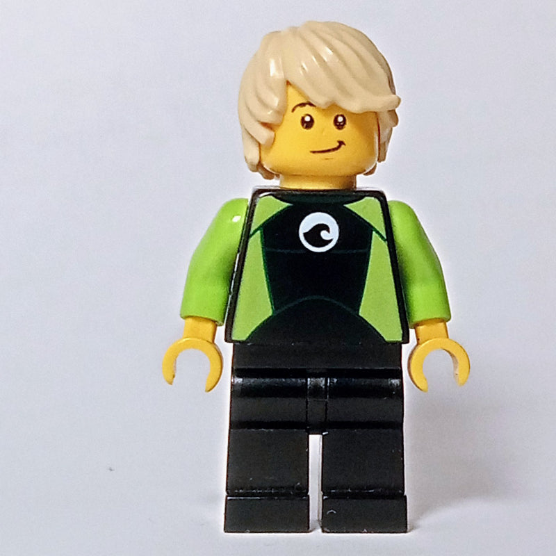 fig-007282 – Man, Black and Lime Wetsuit, Tan Hair