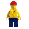 fig-007292 – Man, White Vest Top, Dark Blue Legs, Red Cap, Yellow Life Vest, Glasses