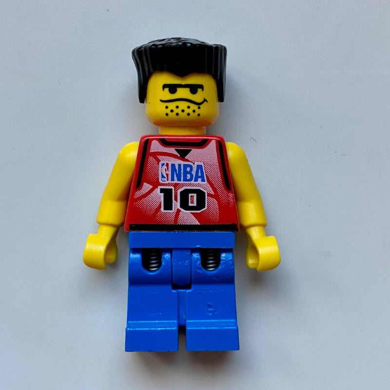 fig-007324 – Basketball Player, Red Torso with #10, Blue Legs, Black Flat Top Hair