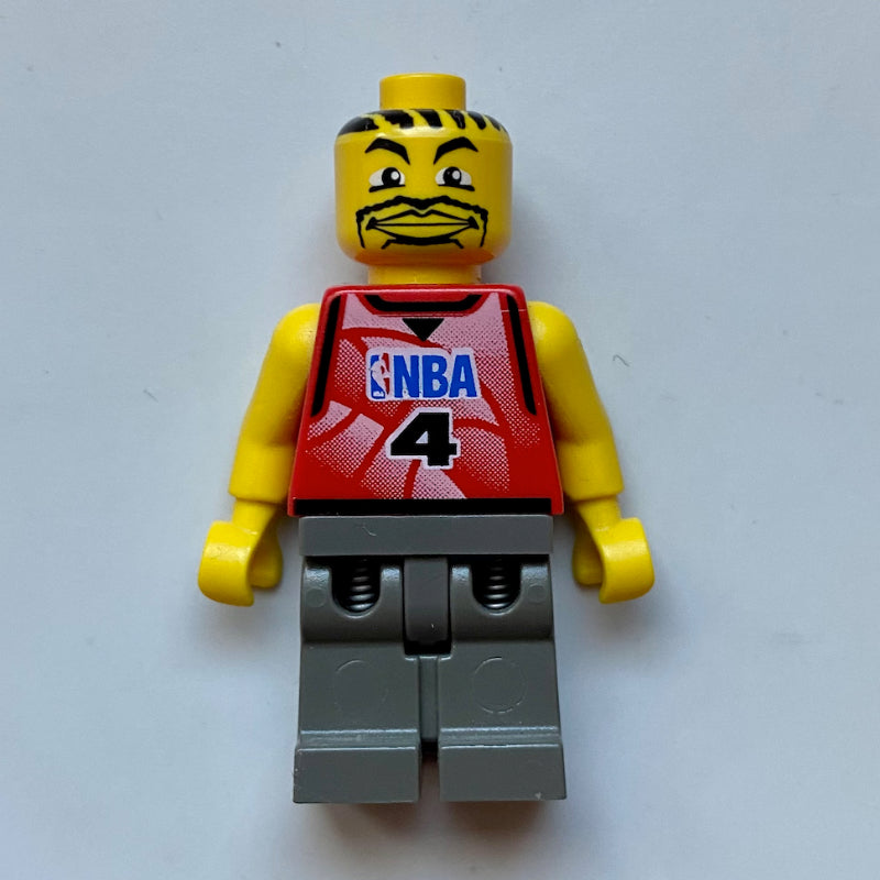 fig-007325 – Basketball Player, Red Torso with #4, Dark Gray Legs