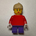 fig-007332 – Girl, Plain Red Torso, Short Dark Purple Legs, Tan Hair (3626bpr0892 Head)