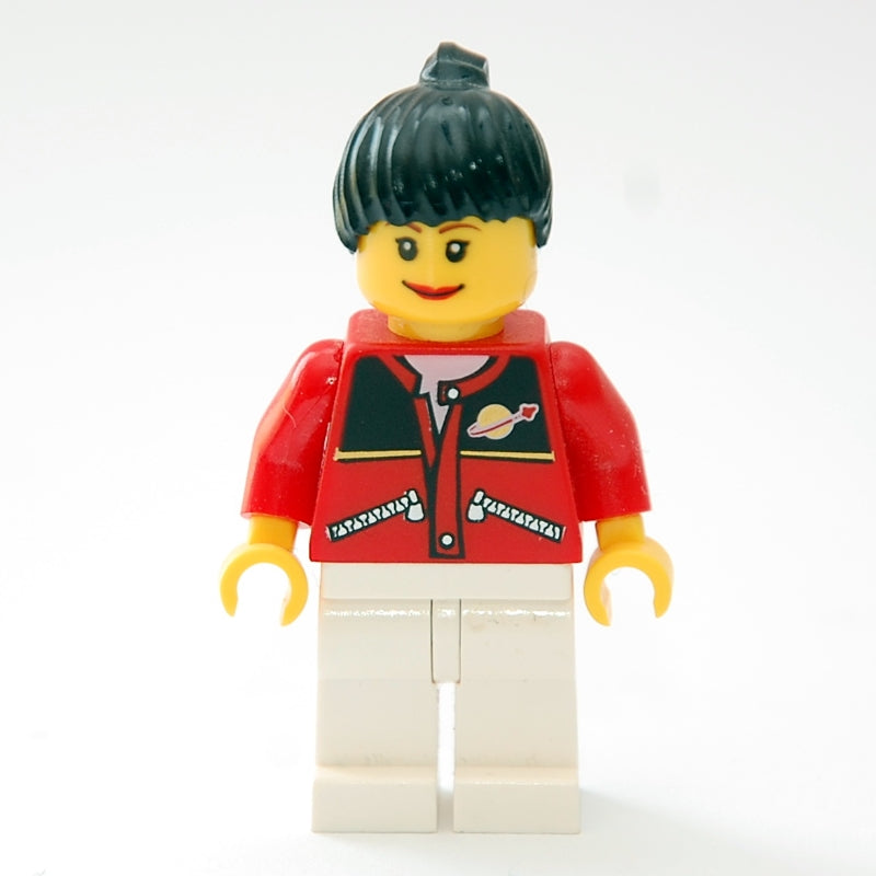 fig-007334 – Woman, Red Jacket, White Legs, Black Hair (3626bpr0043 Head)