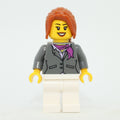 fig-007340 – Woman, Dark Bluish Gray Jacket with Magenta Scarf, White Legs, Dark Orange Hair