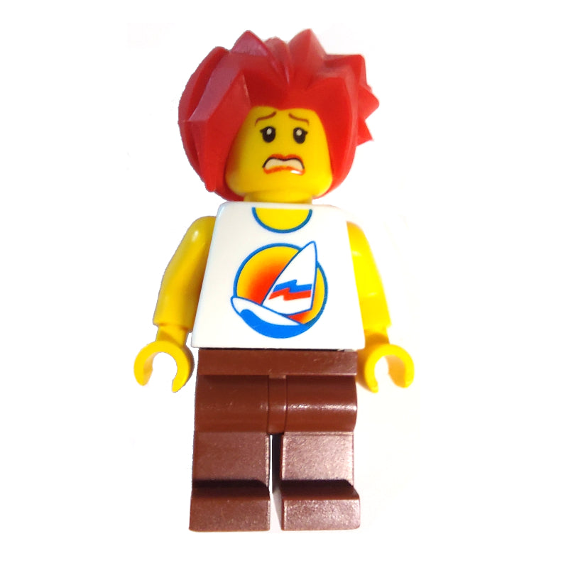 fig-007345 – White Torso with Surfboard, Reddish Brown Legs, Red Hair