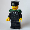 fig-007364 – Musician, Black Jacket and Tie, Dark Green Epaulettes, Black Hat, Moustache