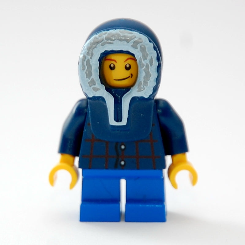 fig-007370 – Boy, Plaid Shirt, Short Blue Legs, Dark Blue Hood