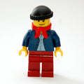 fig-007376 – Man, Open Dark Blue Jacket, Dark Red Legs, Red Scarf, Black Hat, Stubble