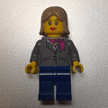 fig-007383 – Woman, Dark Bluish Gray Jacket with Magenta Scarf, Dark Blue Legs, Dark Tan Hair