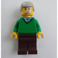 fig-007386 – Man, Green V-Neck Sweater, Dark Brown Legs, Moustache