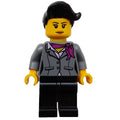 fig-007392 – Woman, Dark Bluish Gray Jacket with Magenta Scarf, Black Legs