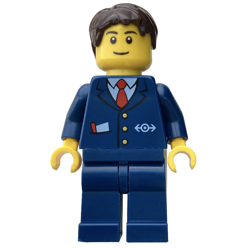 fig-007404 – Conductor, Blue Suit with Train Logo, Dark Brown Hair