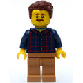 fig-007413 – Man, Dark Blue Plaid Shirt, Medium Nougat Legs, Moustache