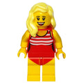 fig-007418 – Woman, Red Swimsuit, Bright Light Yellow Hair