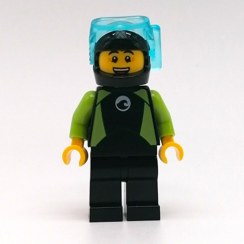 fig-007420 – Diver, Man, Black and Lime Wetsuit, Black Helmet and Mask