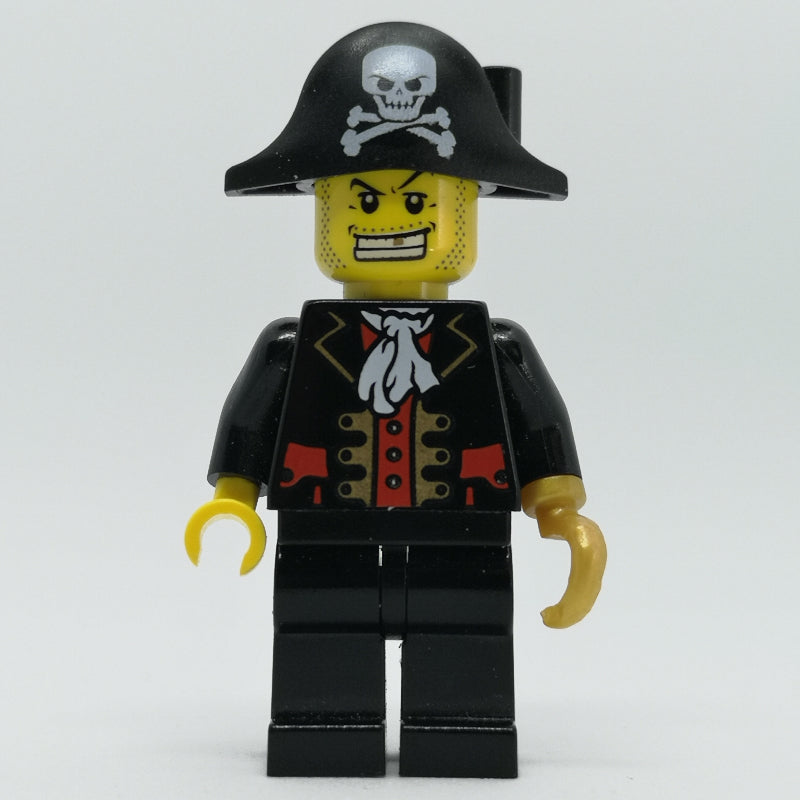fig-007435 – Pirate Captain, Black Jacket, Pearl Gold Hook, Bicorne Hat