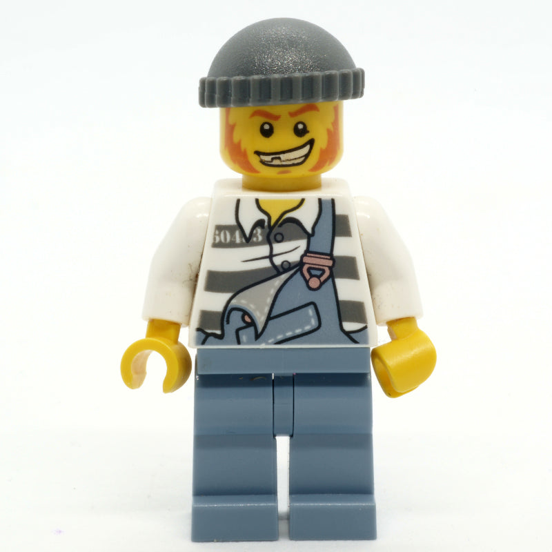 fig-007441 – Criminal, Overalls over Prison Shirt, Dark Bluish Gray Hat