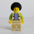 fig-007453 – Musician, Man, Open Vest Jacket over Lime Shirt, Black Afro
