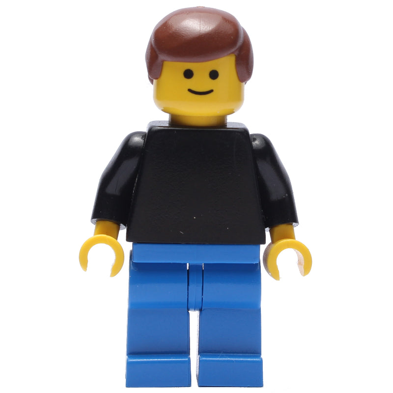 fig-007472 – Man, Plain Black Torso, Blue Legs, Reddish Brown Hair