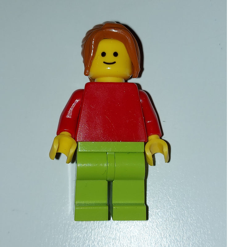 fig-007473 – Woman, Plain Red Torso, Lime Legs, Dark Orange Hair