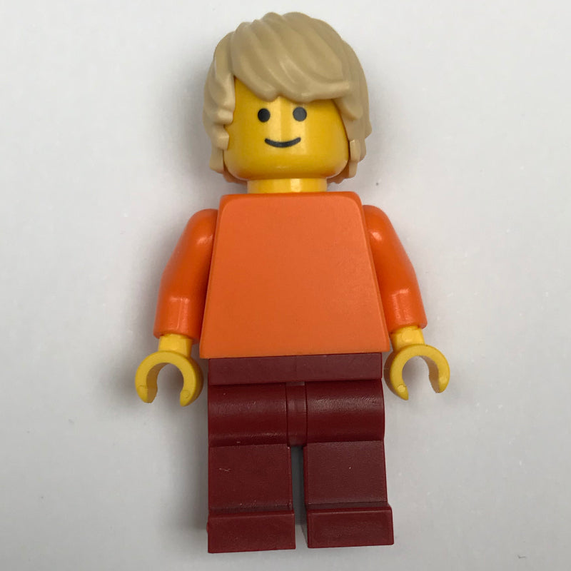 fig-007476 – Man, Plain Orange Torso, Dark Red Legs, Tan Hair