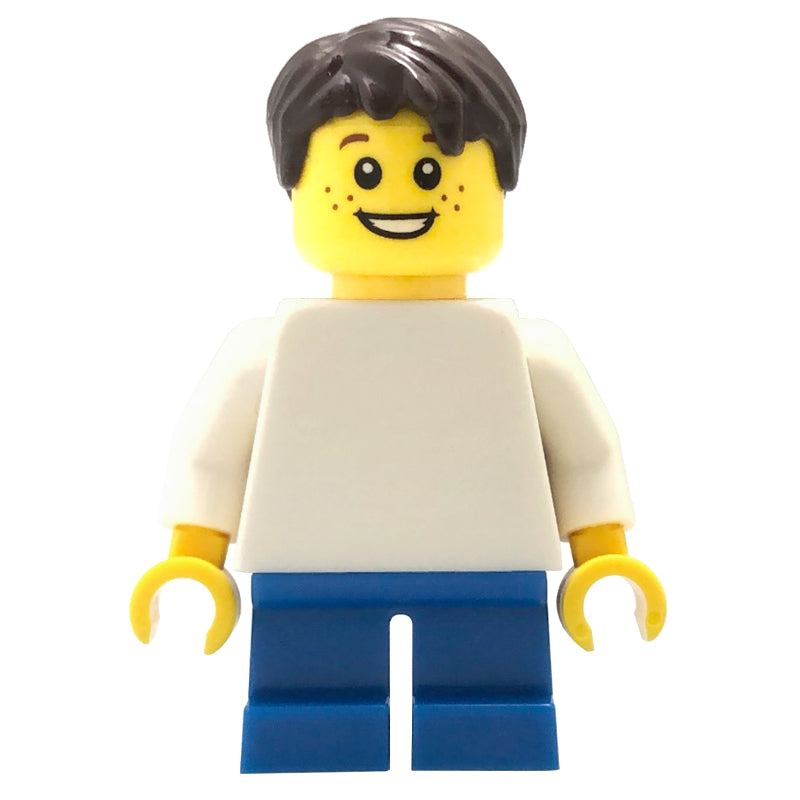 fig-007481 – Boy, Plain White Torso, Short Blue Legs, Dark Brown Hair