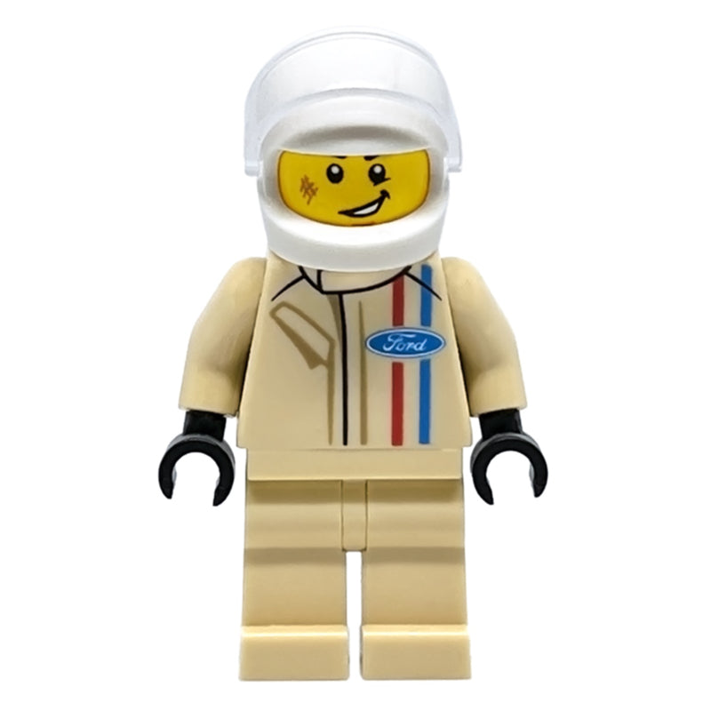 fig-007496 – Race Driver, Tan Torso, Tan Legs, White Helmet, ford