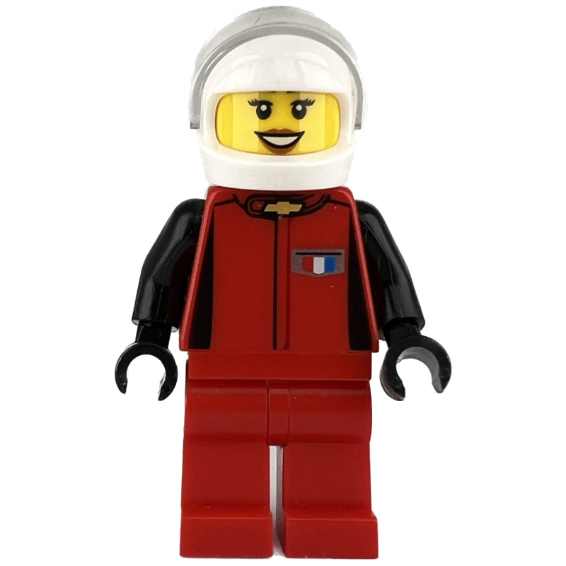 fig-007507 – Race Driver, Red Torso, Red Legs, White Helmet, Chevrolet