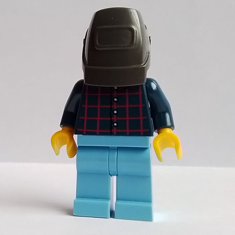 fig-007529 – Mechanic, Dark Blue Torso, Medium Blue Legs, Welding Mask